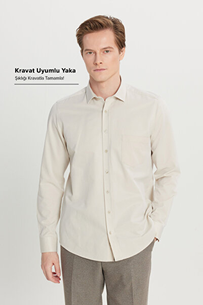 AC&Co / Altınyıldız Classics Men's Beige Cotton Tailored Slim Fit Classic Col...