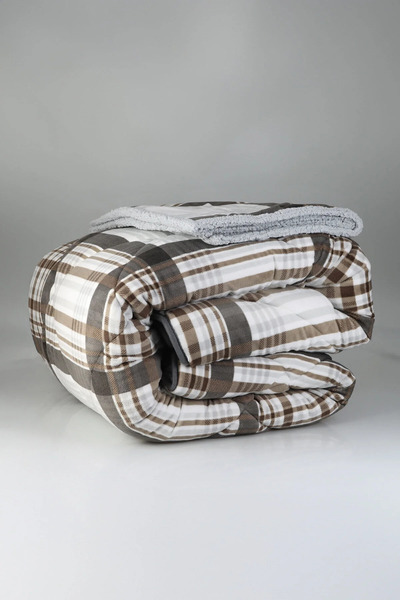 Merinos Comforter Çift Kişilik Yorgan Seti Wera Gri Koyu Kahve 220x240