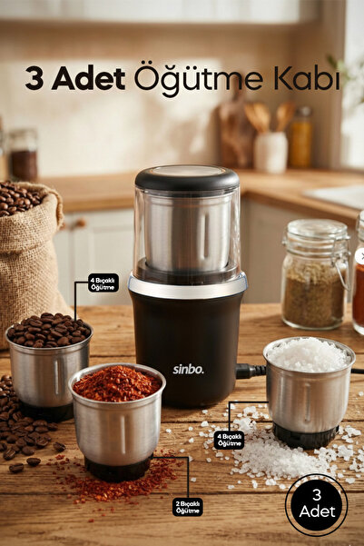 Sinbo SCM-9037 KAHVE-BAHARAT ÖĞÜTÜCÜ - SİYAH-KROM