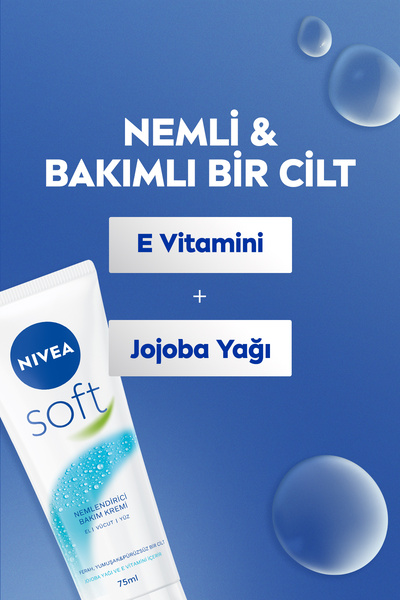 NIVEA Soft Nemlendirici Bakım Kremi 75ml, Jojoba Yağı, E Vitamini, El Yüz Vücut, Yumuşak Cilt,Canlandırıcı