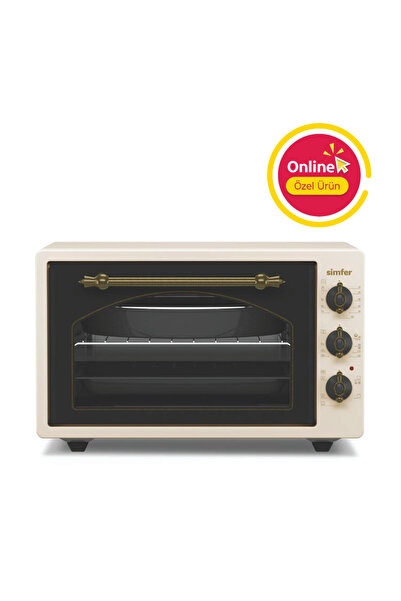 Simfer 4295 Retro Bej 42LT Turbo Fan Mini/Midi Fırın – 6 Fonksiyon, Yoğurt Ya...