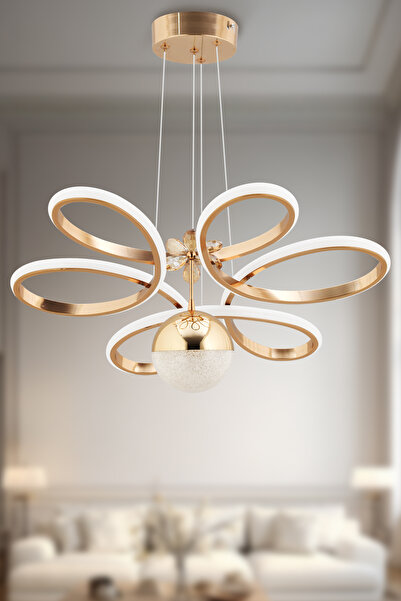 Dekorluna Rose Gold Kaplama Modern Sarkıt Beyaz Işık Led Avize Salon Mutfak O...