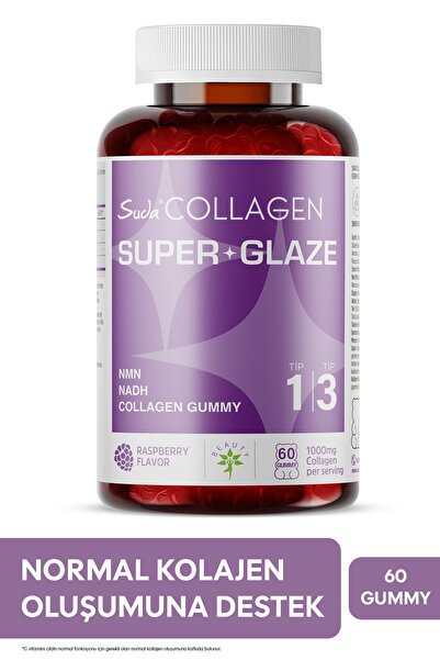 Suda Collagen Super Glaze Tip I-III Kolajen + NMN + NADH  | 60 Adet Gummy