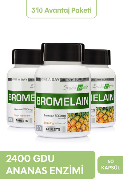 Suda Vitamin Bromelain 500mg Sindirim Takviyesi Ananastan Elde Edilen Bitkise...