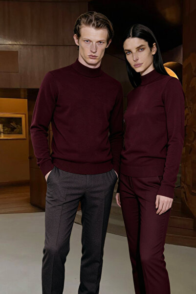 ALTINYILDIZ CLASSICS Férfi bordópiros kötöttáru pulóver – nem bolyhosodó, nor...