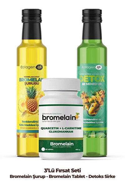 COLLAGEN LIFE Bromelain Ananas İçeren Detox Şurubu & Bromelain Tablet & Deto-...