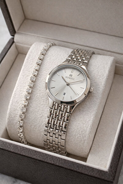 Homies ساعة يد نسائية مع علبة هدية وسوار هدية.HM6431945239344