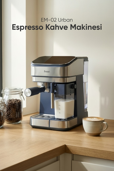 Fressi Espresso Latte Cappuccino Kahve Makinesi Otomatik Süt Tanklı 20bar Bas...