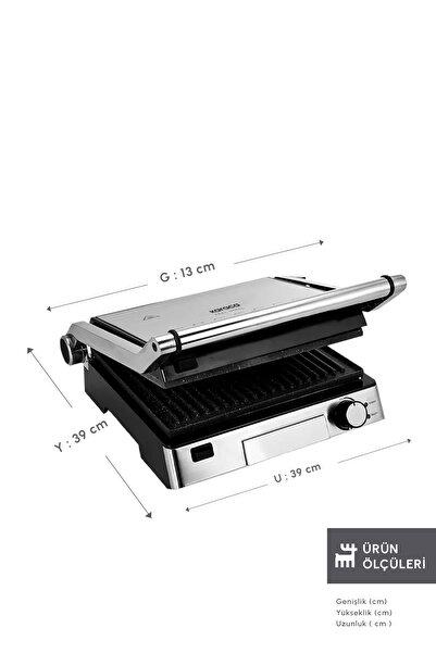 Karaca Biogranit 6 Dilim Kapasiteli Paslanmaz Çelik Izgara ve Tost Makinesi Inox 2000W
