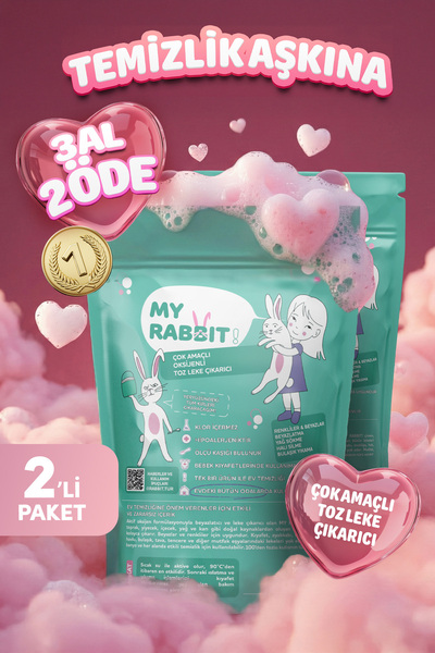 My Rabbit! Çamaşır Ve Yüzey Için Çok Amaçlı Oksijenli Toz Leke Çıkarıcı ve be...