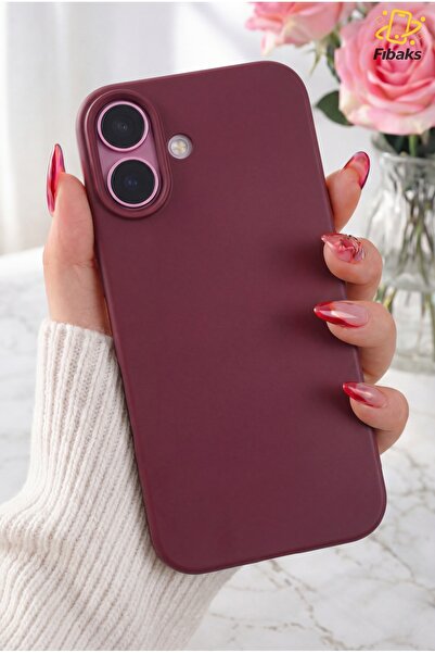 Fibaks iPhone 16 Kılıf Kadife Lansman Soft Yumuşak Liquid Silikon Kamera Koru...