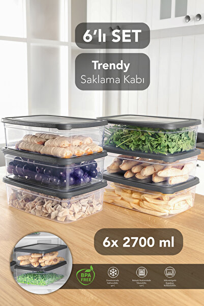 Meleni Home 6 Adet Dikdörtgen Erzak Saklama Kabı - Mikrodalgaya Uygun Düzenle...