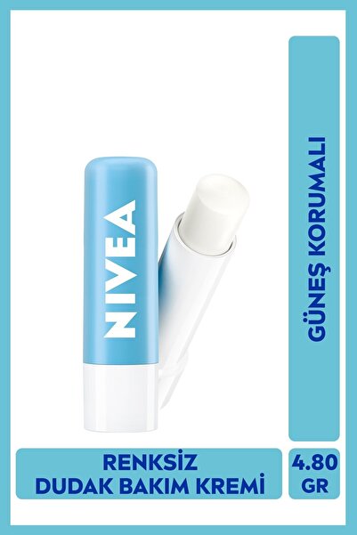 NIVEA Hydro Care Renksiz Dudak Bakım Kremi, 24 Saat Nemlendirici, SPF5 Güneş ...