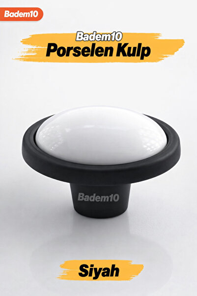 Badem10 Çoruh Porselen Siyah Kulp Düğme Mobilya Mutfak Çekmece Dolabı Dolap K...