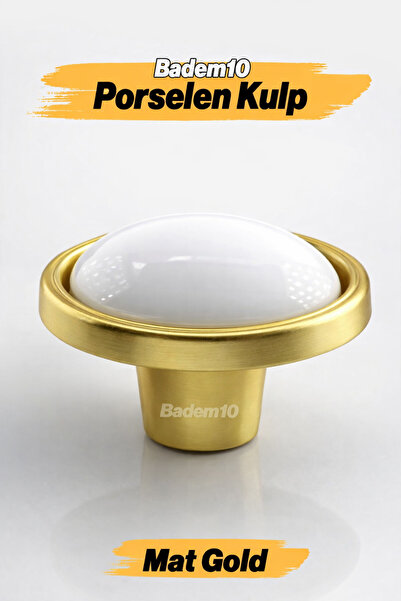 Badem10 Çoruh porcelanski mat zlatni gumb za nameštaj, kuhinjske ladice, orma...