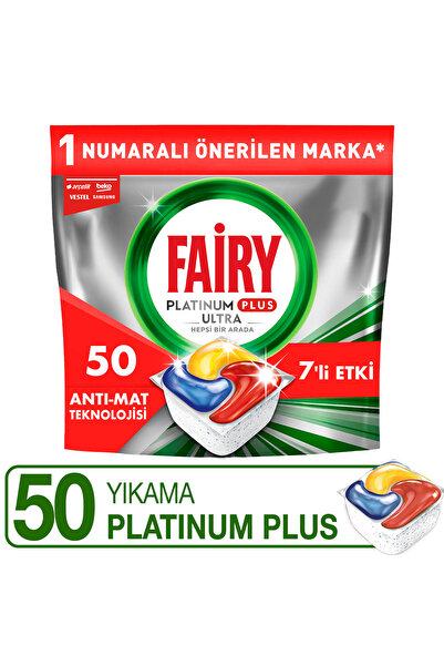 Fairy Platinum Plus 50 Wash Dishwasher Detergent Capsule Quick Thaw