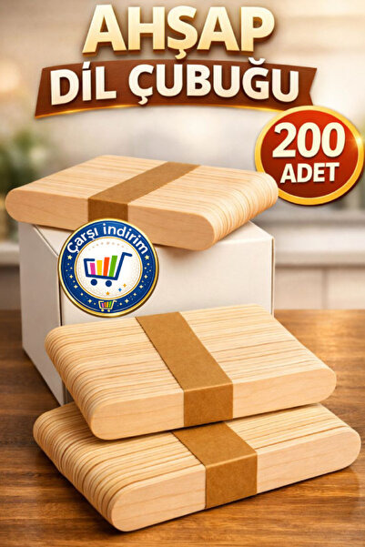 nistabolje 200 Adet Dil Çubuğu Büyük Geniş Abeslang Ahşap Dondurma Dil Basma ...