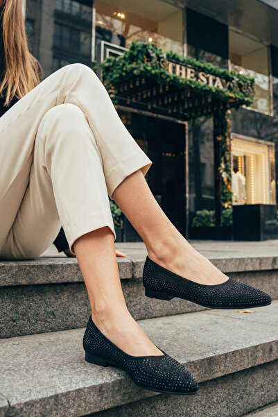 SOHO Μαύρες σουέτ γυναικείες μπαλαρίνες 20573