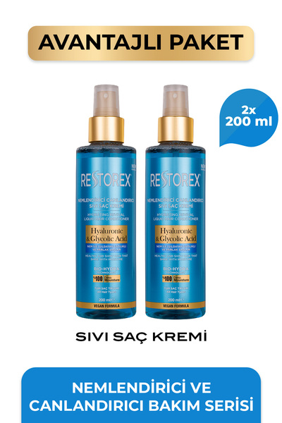 Restorex Hyaluronic Glycolic Acid Nemlendirici Canlandırıcı Sıvı Saç Kremi 2 ...