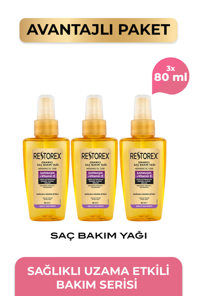 Restorex Speed Strong Onarıcı Saç Bakım Yağı 3 x 80 Ml