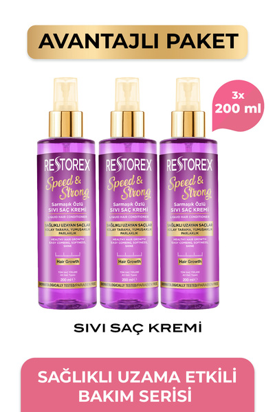 Restorex Speed Strong Işıltılı Bakım Sıvı Saç Kremi 3 x 200 Ml