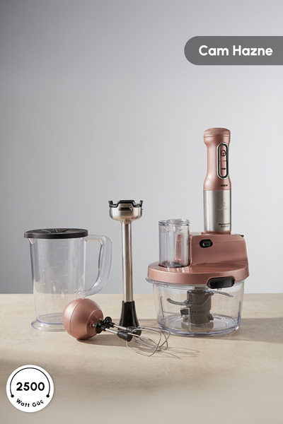 Karaca Mastermaid Prosteel Küchenmaschine aus Glas, lange Standfüße, 6 Klinge...