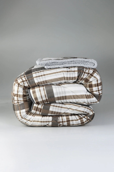 Merinos Comforter Çift Kişilik Yorgan Seti Wera Gri Koyu Kahve 220x240