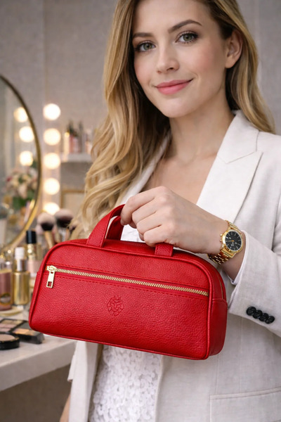 LUCCACCI Kožená dámská taška na make-up