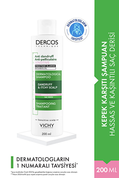 Vichy Dercos Hassas Saçlar İçin Kepeğe Karşı Etkili Bakım Şampuanı 200 ml
