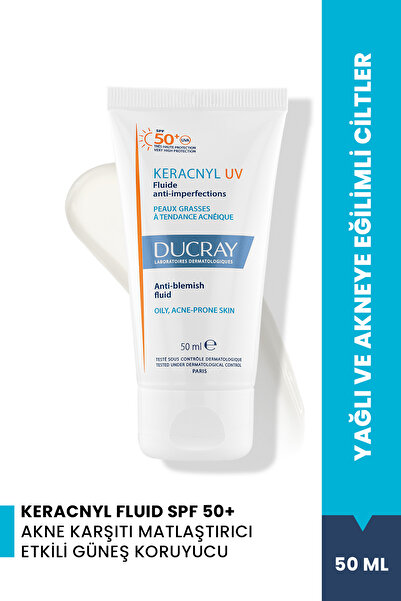 Ducray Keracnyl UV Fluid SPF 50+ Yağlı ve Akneye Eğilimli Ciltler için Güneş ...