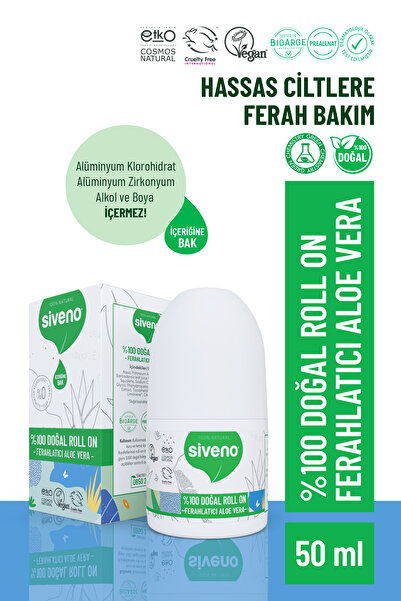 Siveno %100 Doğal Roll-on Aloe Vera Deodorant Ter Kokusu Önleyici Bitkisel Le...