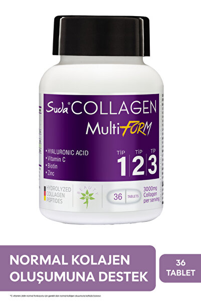 Suda Collagen Multiform Tablet - Tip I-II-III Kolajen - C Vitamini, Hyaluroni...