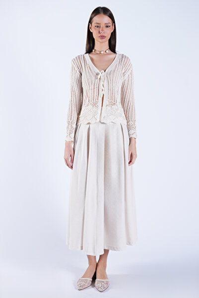 Trend Alaçatı Stili Women's Vanilla Hole Openwork Lacing Detailed Spanish Sle...