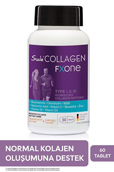 Suda Collagen FXONE Tablet - Tip I-II-III Kolajen + C,Zn,K2,D3,Hyaluronik Asi...