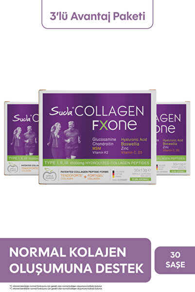 Suda Collagen Fxone Elmalı 13gr X 30 Gün ( Tip 1-2-3 10.000mg Kolajen Içerir....