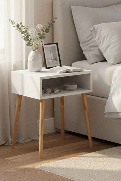 Monte Sehpa Fiona Komodin Ahşap Ayak