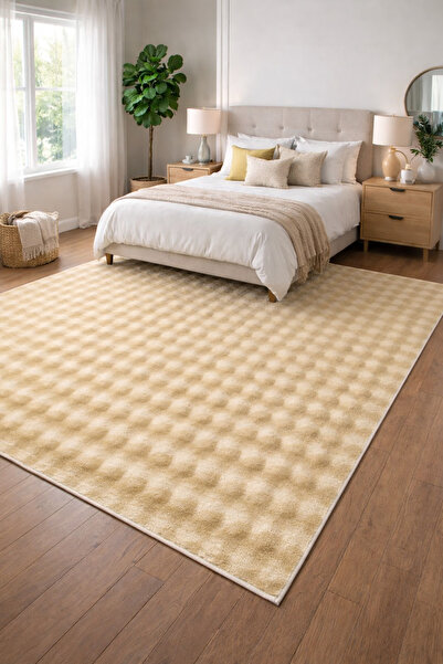 ALgorand Home Beige Soft Bubble Non-Slip Special Base Plush Carpet Runner
