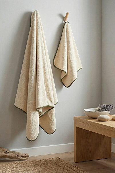 TRENDYOLMİLLA HOME Σετ πετσετών προσώπου και μπάνιου με λεπτομέρεια 2 τεμαχίω...