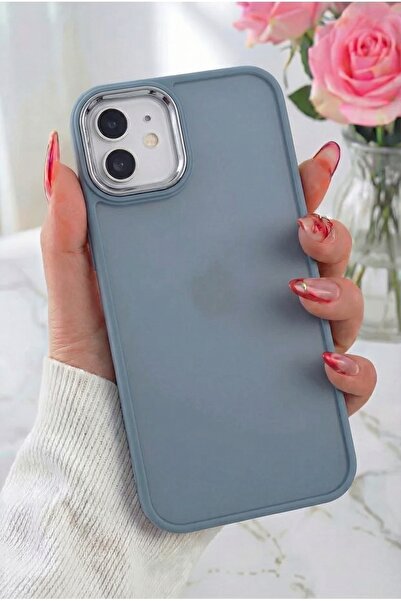 Fibaks iPhone 11 Kılıf Metal Çerçeve Hassas Butonlu Renkli Buzlu Şeffaf Trans...