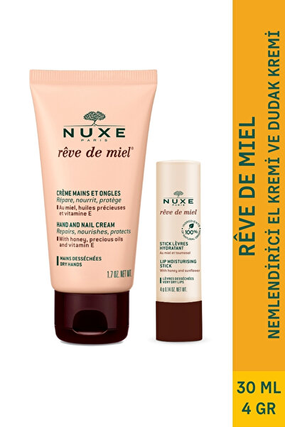 Nuxe Reve De Miel Hand And Nail Cream 30ml - Lip Stick Dudak Bakımı 4g