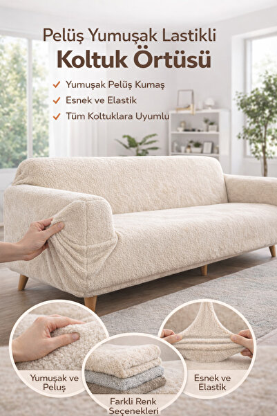 Faiend Pelüş 3 Kişilik Welsoft Kanepe Örtüsü | Lastikli Koltuk Örtüsü |çekyat...