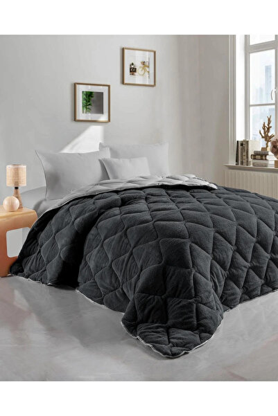 İlkim Tekstil ÇİFT KİŞİLİK ÇİFT TARAFLI 195x215 LÜX WELSOFT YORGAN - ANTRASİT