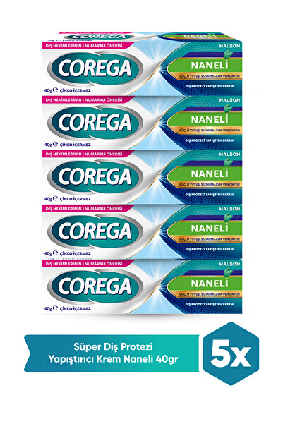 Corega Süper Protez Yapıştırıcı Krem Naneli 40gr x 5 Adet