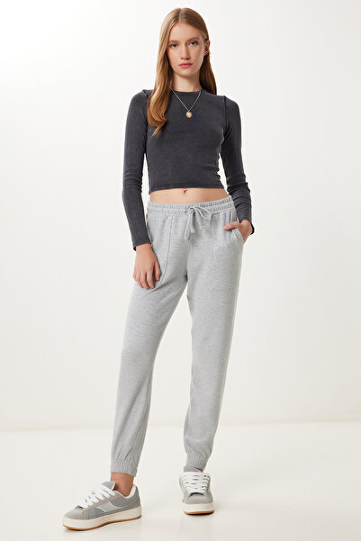 Happiness İstanbul Γυναικείο γκρι μελανζέ Yumoş Pocket Jogger Sweatpants UB00446