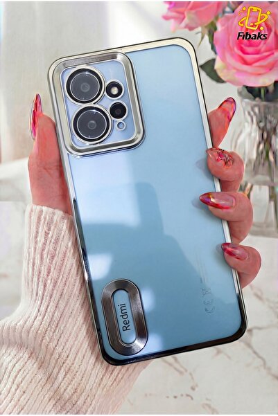 Fibaks Redmi Note 12 Kılıf Kamera Lens Korumalı Şeffaf Renkli Logo Gösteren P...