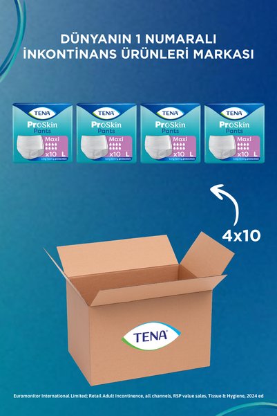 TENA ProSkin Pants Maxi Emici Külot 8 Damla L - 10'lu 4 Paket (40 Adet)