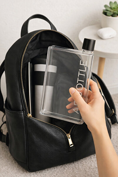Waldern Bottle Motivasyon A5 Su Matarası Şeffaf Pruple Notebook Taşınabilir Sporcu Suluk Su Şişesi