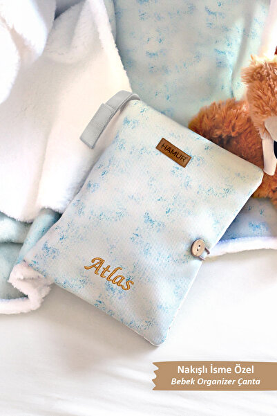 HAMUR Kişiye İsime Özel Nakışlı Hediyelik Yenidoğan Anne Bebek Bakım Çantası ...