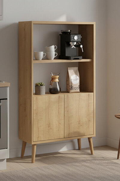 Monte Sehpa Luce 2 Raflı Kahve Köşesi Çok Amaçlı Mutfak Dolabı