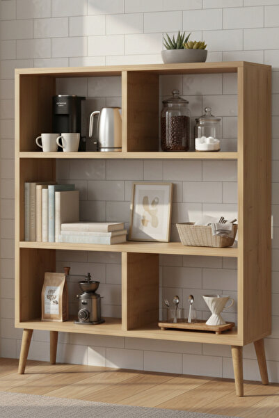 Monte Sehpa Milan  Raflı Kahve Köşesi Çok Amaçlı Mutfak Dolabı